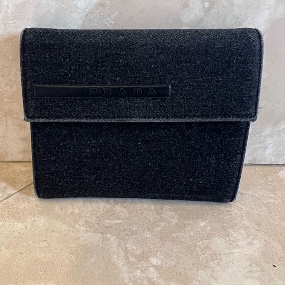 AUTH PRADA WALLET- bifold gray - Picture 1 of 10